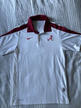 Alabama Nike White & Crimson Dri-FIT Polo Men’s XS (Away game shirt)